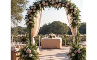 Luxury wedding setup in a glamping environment